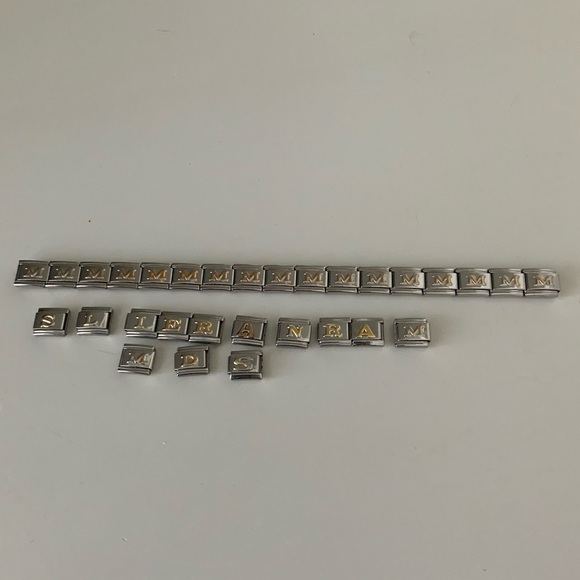 Vintage Y2K Italian Charm Bracelet Link Charms Letters Silver X 32 - Picture 10 of 11